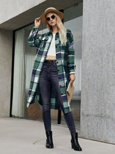 Load image into Gallery viewer, Plaid Pocketed Button Up Trench Coat