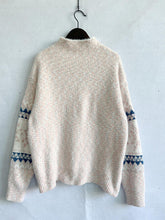Load image into Gallery viewer, Geometric Mock Neck Dropped Shoulder Sweater