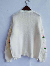 Load image into Gallery viewer, Floral Button Up Round Neck Long Sleeve Cardigan