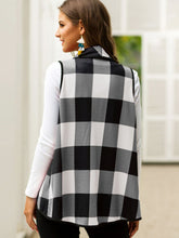 Load image into Gallery viewer, Plaid Open Front Sleeveless Cardigan