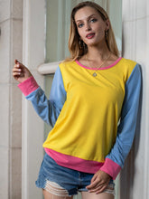 Load image into Gallery viewer, Contrast Round Neck Long Sleeve Top