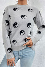 Load image into Gallery viewer, Printed Mock Neck Dropped Shoulder Sweater