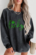 Load image into Gallery viewer, LUCKY Round Neck Dropped Shoulder Sweatshirt
