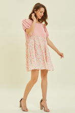 Load image into Gallery viewer, HEYSON Full Size Round Neck Floral Ruffle Hem Mini Dress
