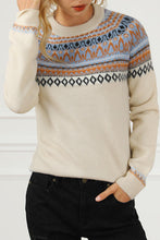 Load image into Gallery viewer, Geometric Round Neck Long Sleeve Sweater