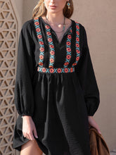 Load image into Gallery viewer, Notched Neck Long Sleeve Printed Mini Dress