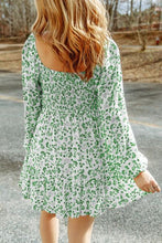Load image into Gallery viewer, Meadow Dream Smocked Floral Square Neck Balloon Sleeve Dress