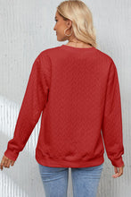 Load image into Gallery viewer, XOXO Heart Round Neck Dropped Shoulder Sweatshirt