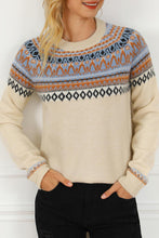 Load image into Gallery viewer, Geometric Round Neck Long Sleeve Sweater