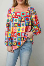 Load image into Gallery viewer, Printed Square Neck Balloon Sleeve Top