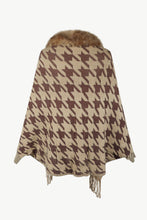 Load image into Gallery viewer, Houndstooth Fringe Hem Poncho