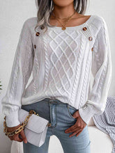 Load image into Gallery viewer, Decorative Button Cable-Knit Sweater
