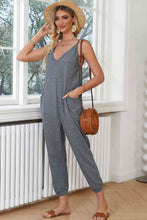 Load image into Gallery viewer, Spaghetti Strap Deep V Jumpsuit with Pockets