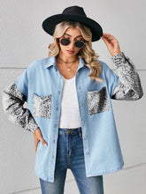 Load image into Gallery viewer, Leopard Button Up Denim Jacket