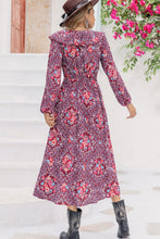 Load image into Gallery viewer, Printed Long Sleeve Slit Midi Dress