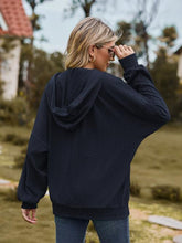 Load image into Gallery viewer, Zip Up Drawstring Long Sleeve Hooded Jacket