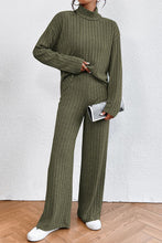Load image into Gallery viewer, Ribbed Mock Neck Top and Pants Set