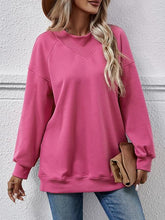 Load image into Gallery viewer, Round Neck Drop Shoulder Long Sleeve Sweatshirt