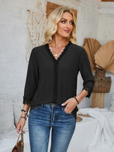 Load image into Gallery viewer, Lace Detail V-Neck Three-Quarter Sleeve Blouse