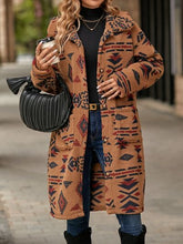 Load image into Gallery viewer, Geometric Pocketed Dropped Shoulder Coat