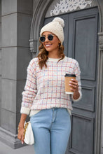Load image into Gallery viewer, Plaid Round Neck Long Sleeve Pullover Sweater