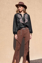 Load image into Gallery viewer, Notched Neck Long Sleeve Blouse