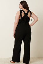 Load image into Gallery viewer, Mittoshop Rib Knit V-Neck Cross Back Jumpsuit