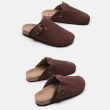 Load image into Gallery viewer, Suede Closed Toe Buckle Slide