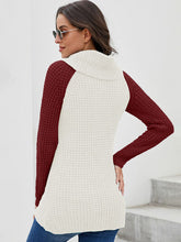 Load image into Gallery viewer, Contrast Decorative Button Turtleneck Sweater