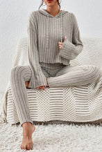 Load image into Gallery viewer, Lettuce Hem Dropped Shoulder Hooded Top and Pants Set