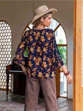 Load image into Gallery viewer, Floral V-Neck Crochet Blouse