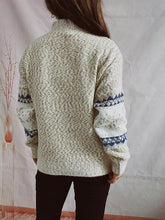Load image into Gallery viewer, Geometric Mock Neck Dropped Shoulder Sweater