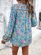 Load image into Gallery viewer, Printed Tie Neck Long Sleeve Blouse