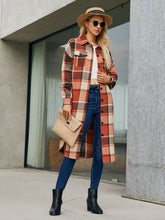 Load image into Gallery viewer, Plaid Pocketed Button Up Trench Coat