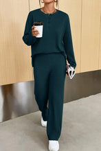 Load image into Gallery viewer, Ribbed Half Button Top and Pants Set