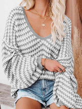 Load image into Gallery viewer, Striped Drop Shoulder V-Neck Sweater