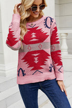 Load image into Gallery viewer, Printed Round Neck Long Sleeve Sweater