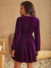 Load image into Gallery viewer, Ruffled V-Neck Long Sleeve Dress