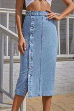 Load image into Gallery viewer, Button Fly Split Denim Skirt