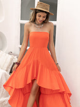 Load image into Gallery viewer, High-Low Ruched Tube Dress