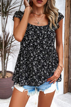 Load image into Gallery viewer, Printed Square Neck Cap Sleeve Blouse