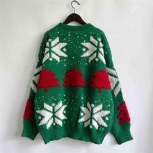 Load image into Gallery viewer, Snowflake Round Neck Long Sleeve Sweater