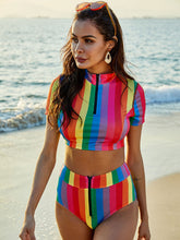 Load image into Gallery viewer, Contrast Half Zip Top and Brief Swim Set