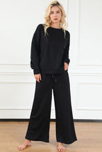Load image into Gallery viewer, DOORBUSTER DEAL: Take Full Size Textured Long Sleeve Top and Drawstring Pants Set