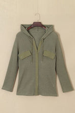 Load image into Gallery viewer, Waffle-Knit Button Up Drawstring Hoodie