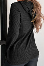 Load image into Gallery viewer, Waffle-Knit Button Up Drawstring Hoodie
