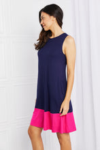 Load image into Gallery viewer, Yelete Full Size Two-Tone Sleeveless Mini Dress with Pockets