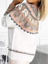Load image into Gallery viewer, Geometric Round Neck Long Sleeve Sweater