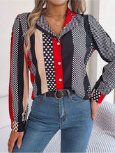 Load image into Gallery viewer, Polka Dot Contrast Long Sleeve Shirt