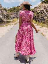 Load image into Gallery viewer, Floral V-Neck Slit Dress